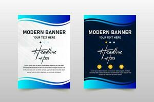 Modern Vector Wavy Blue Banner Template