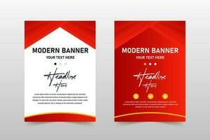 Vector Geometric Red Business Banner Template With Curved Lines