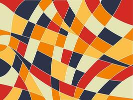 Retro Colorful Abstract Geometric Wave Background. Created With Bold White Line And Beautiful Red, Orange, Blue and Mustard Color For Art Festival, Web Design, Landing page, and Print Material. vector