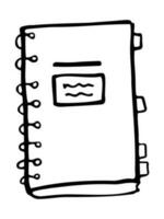 Isolated Hand drawn modern Vector illustrations of books. Notebooks, Organizers for to do lists, personal plans, goals. Diary with stick notes, bookmarks, textbooks. Doodle, ink pen.