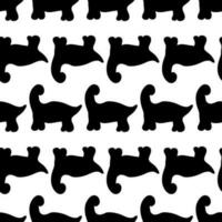 Monochrome seamless pattern with dinosaurs silhouettes. Perfect print for tee, textile and fabric. vector