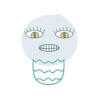 Giggle face ice cream cup character with doodle eyes in 90s style. Perfect print for tee, sticker, poster. vector