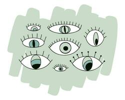 Horizontal monochrome print with doodle eyes. Perfect for T-shirt, sticker, poster. vector