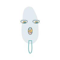 Scared face ice cream popsicle character with doodle eyes in 90s style. Perfect print for tee, sticker, poster. vector