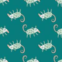 Hand drawn kawaii opossum seamless pattern. Perfect print for tee, textile and fabric. vector
