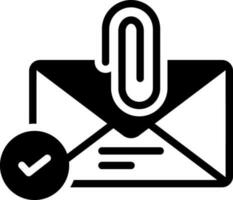 sólido icono para correo electrónico adjunto archivo vector