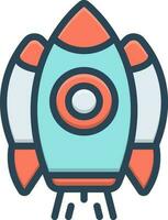color icon for rocket ship vector