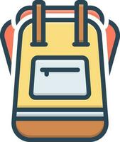 color icon for backpack vector