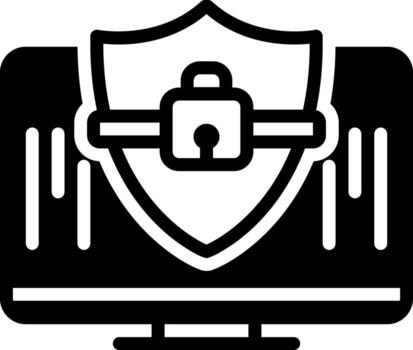 sólido icono para computadora seguridad vector