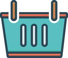 color icono para compras cesta vector