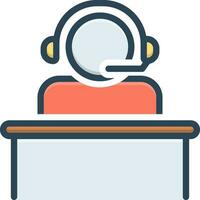 color icon for call center operator vector