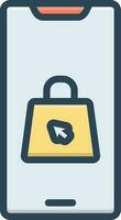 color icon for mobile shopping vector
