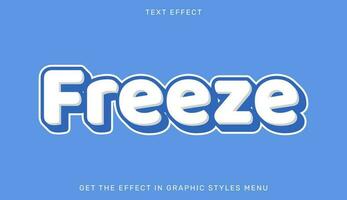 Freeze editable text effect in 3d style. Text emblem for advertising, branding and business logo vector