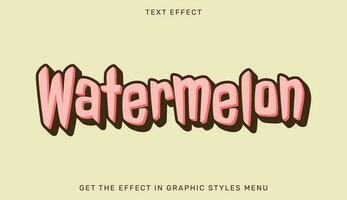 Watermelon editable text effect in 3d style. Text emblem for advertising, branding and business logo vector