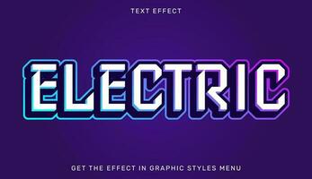 Electric editable text effect in 3d style. Text emblem for advertising, branding and business logo vector