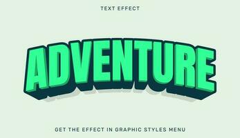 Adventure editable text effect in 3d style. Text emblem for advertising, branding, business logo vector