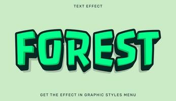 Forest editable text effect in 3d style. Text emblem for advertising, branding, business logo vector