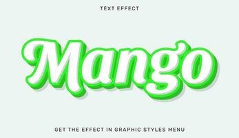 Mango editable text effect in 3d style. Text emblem for advertising, branding, business logo vector