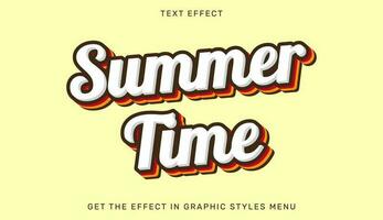 Summer time editable text effect in 3d style. Text emblem for advertising, branding and business logo vector