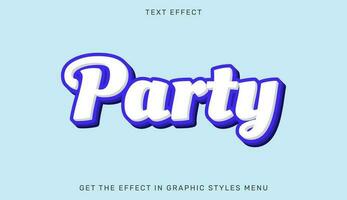 Party text effect in 3d style vector