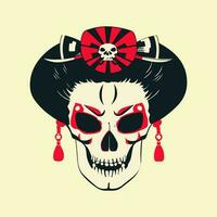 Geisha Skull Full of Flowers vector