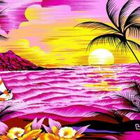 Adobe Illustrator ArtworkHawaian and floral beach abstract pattern suitable for textile and printing needs vector