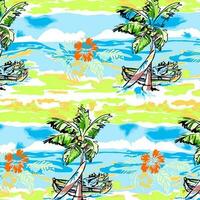 Hawaian and floral beach abstract pattern suitable for textile and printing needs vector