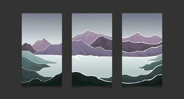 Abstract mountain painting, for wallpaper and interior, vector illustration.