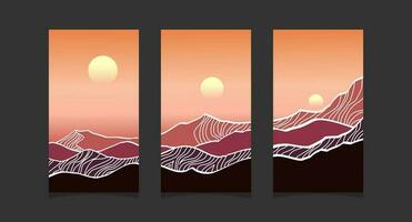 Abstract mountain painting, for wallpaper and interior, vector illustration.