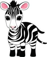 Cute Zebra Cartoon On White Background vector