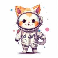 cute animal of anthropomorphic cat as warrior on isolate white background full body. illustration. photo