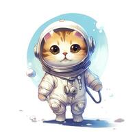 cute animal of anthropomorphic cat as warrior on isolate white background full body. illustration. photo