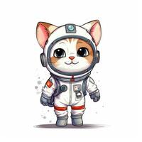 cute animal of anthropomorphic cat as warrior on isolate white background full body. illustration. photo