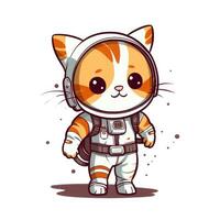 cute animal of anthropomorphic cat as warrior on isolate white background full body. illustration. photo