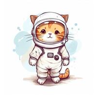 cute animal of anthropomorphic cat as warrior on isolate white background full body. illustration. photo