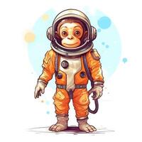 Cute animal of anthropomorphic monkey as warrior on isolate white background full body. illustration. photo