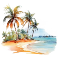 Watercolor tropical background. Illustration AI Generative png