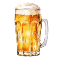 Watercolor beer glass isolated. Illustration AI Generative png
