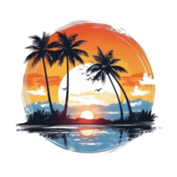 Summer tropical t-shirt design. Illustration AI Generative png