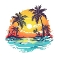 Summer tropical t-shirt design. Illustration AI Generative png