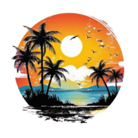 Summer tropical t-shirt design. Illustration AI Generative png