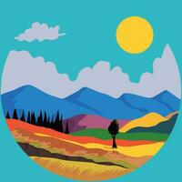 countryscape flat pop art illustration vector