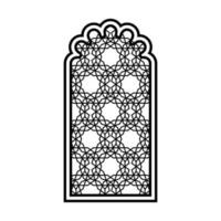 Openwork oriental window in silhouette style for printing and decoration Vector illustration.