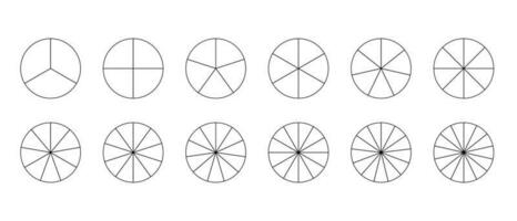 A set of circles with divisions in the style of line art for print and design. Vector illustration.