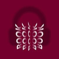 Audiobook concept in maroon with headphones for print and design. Vector illustration.