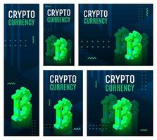 Set of dark bitcoin banners in lettering style for print and design. Vector illustration.