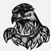 águila cabeza para tatuaje o camiseta diseño o desgastar. caza estilo águila antecedentes. concepto en blanco antecedentes vector