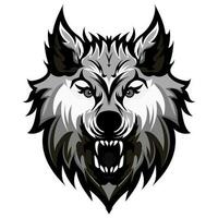 lobo cabeza tatuajes negro-04 vector