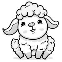 Coloring Page Outline of cartoon sheep or lamb. Farm animals. Coloring book for kids.black outline hand drawn cartoon sheep on a white background. vector