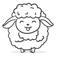 Coloring Page Outline of cartoon sheep or lamb. Farm animals. Coloring book for kids.black outline hand drawn cartoon sheep on a white background. vector